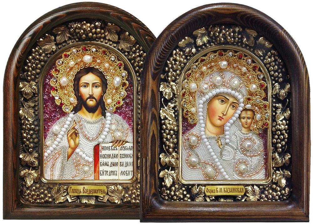 Икона Венчальная пара бисер
