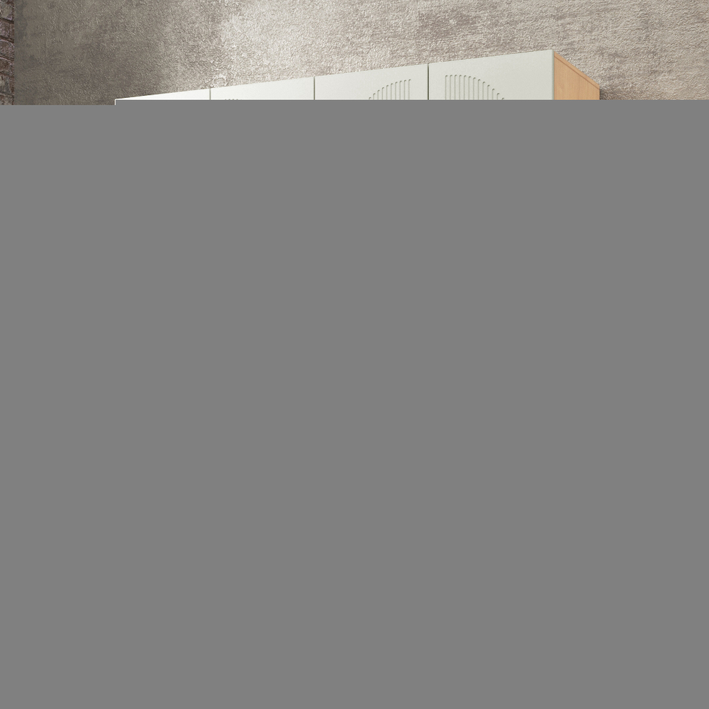 Шкаф Агератум МДФ четырехсекционный Лайн керамика (0,27) А10032 матовая - 26 матовая - Дуб Сонома 3025  240*45*220