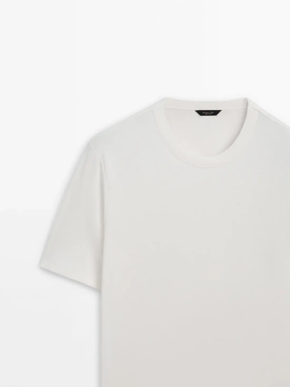 Massimo Dutti Футболка из смесового хлопка, натуральный, кремовый