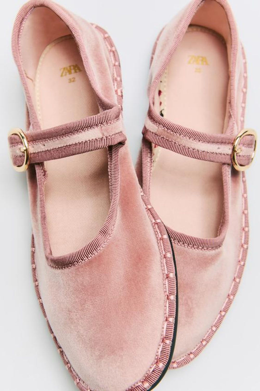 ZARA БАЛЕТКИ ИЗ БАРХАТА, РОЗОВЫЙ