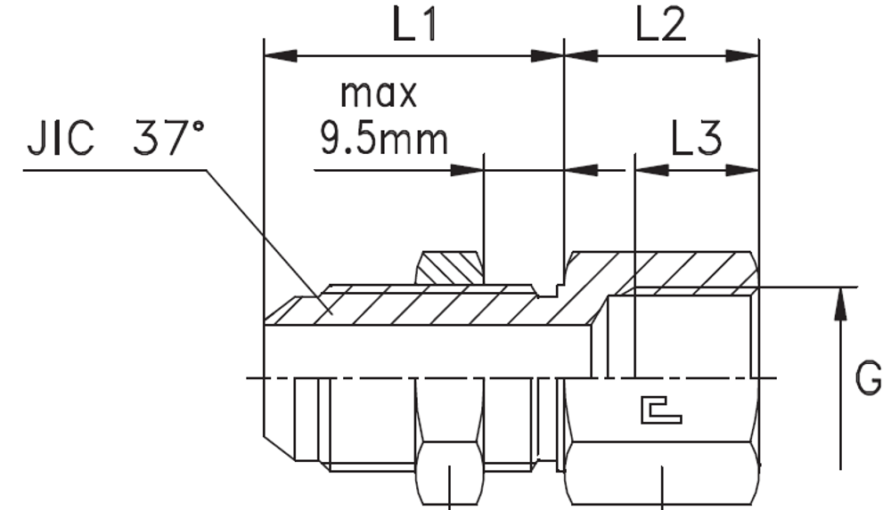 Соединение PD JIC 3/4" BSP 3/8"