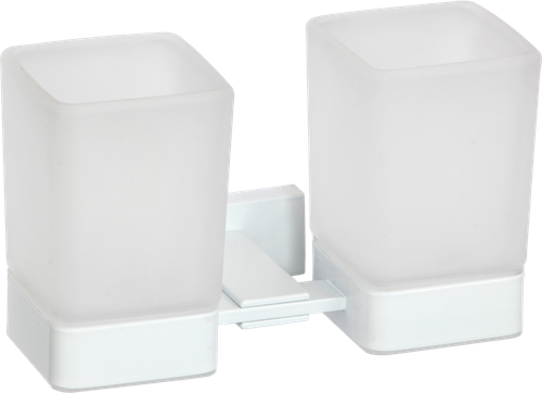 88080-F Стакан двойной стекло "настенный" (БЕЛЫЙ) GANZER (20/1шт)