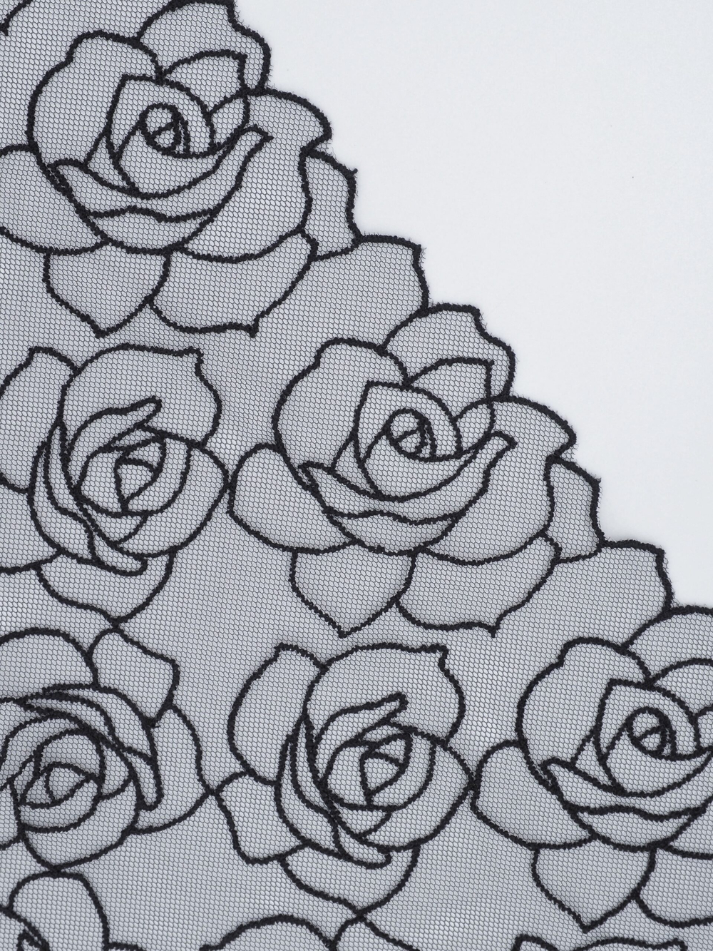 Вышивка на сетке черная неэластичная ширина 20 см