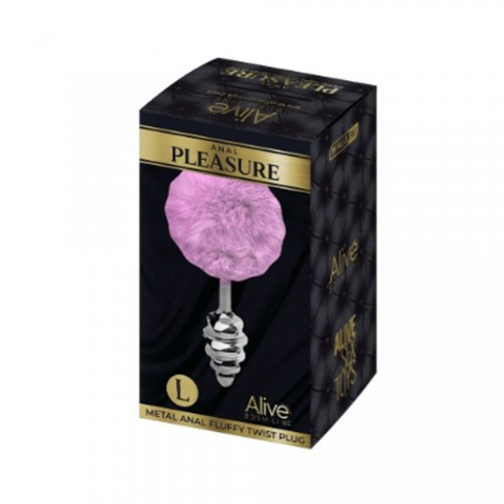 Анальный плаг Fluffy Twist розовый L от Alive (9×4 см)