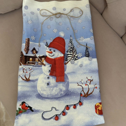Мешок новогодний подарочный Деда Мороза 30*50 см х/б "Снеговик и елка" LAV (ANNA LUKOSHINA)