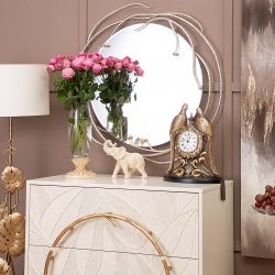 Настенное круглое зеркало Calipso (Калипсо) Айвори Мраморное золото