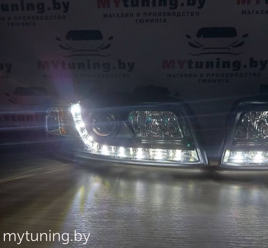 Передние фары daylight black для Audi A4 B6