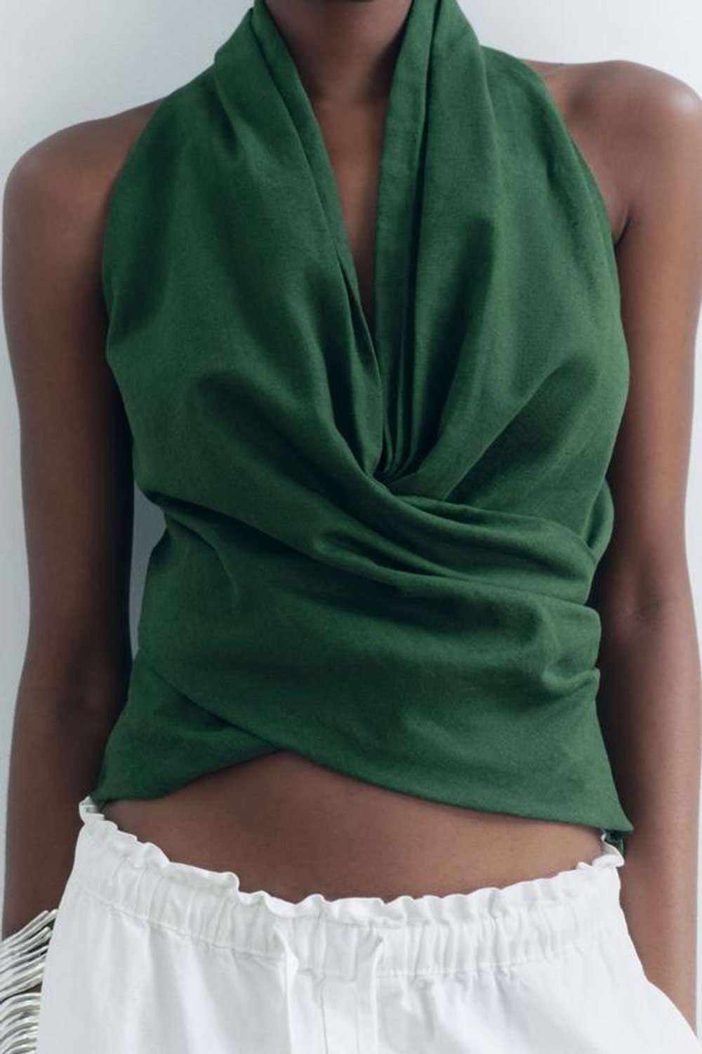 ZARA ТОП ИЗ СМЕСОВОГО ЛЬНА — ZW COLLECTION, ЗЕЛЕНЫЙ