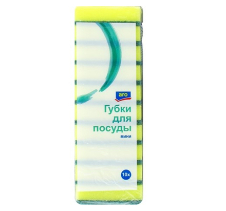 Губки для мытья посуды АРО 5 х 8см, 10 шт.