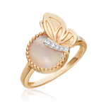 Кольцо «Утренняя симфония» из красного золота с перламутром и фианитами