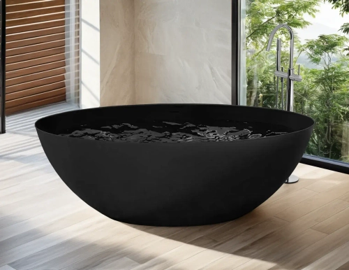 Ванна GRETA170MB акриловая (1700x800x600) отдельностоящая, черная матовая, со сливом-переливом Ceruttispa