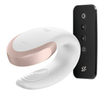 Белый вибратор для пар Double Love с возможностью управления через пульт и приложение (Цвет: белый)