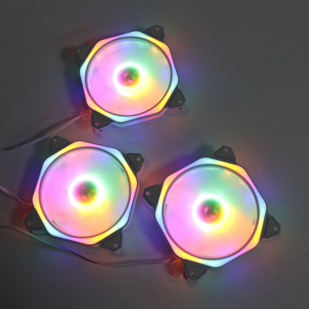 Комплект из 3 вентиляторов TESLA RGB120-RB3, 120мм, 1200rpm, 3-pin+Molex, черный-белый/FRGB, 38CFM, 21дБ, антивибропрокладки (TSL-120-RB3)