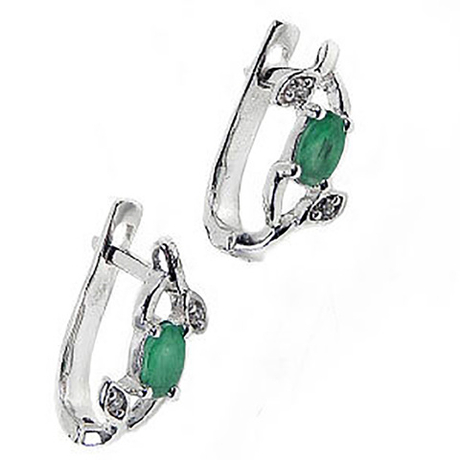 Серьги "Дублин" изумруд, циркон