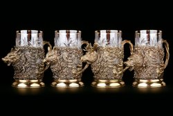 Набор подстаканников "Русский Лес" 4шт. в подарочном кейсе