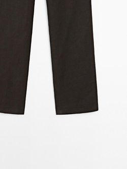 Massimo Dutti Брюки прямого кроя из смесового льна, коричневый