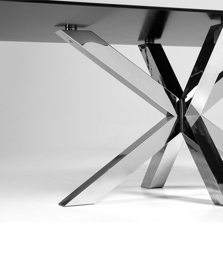 Argo Стол обеденный с ножками из стали и столешницей из черного стекла 200x100