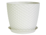 Кашпо Ротанг 1л с поддоном (белый ротанг)