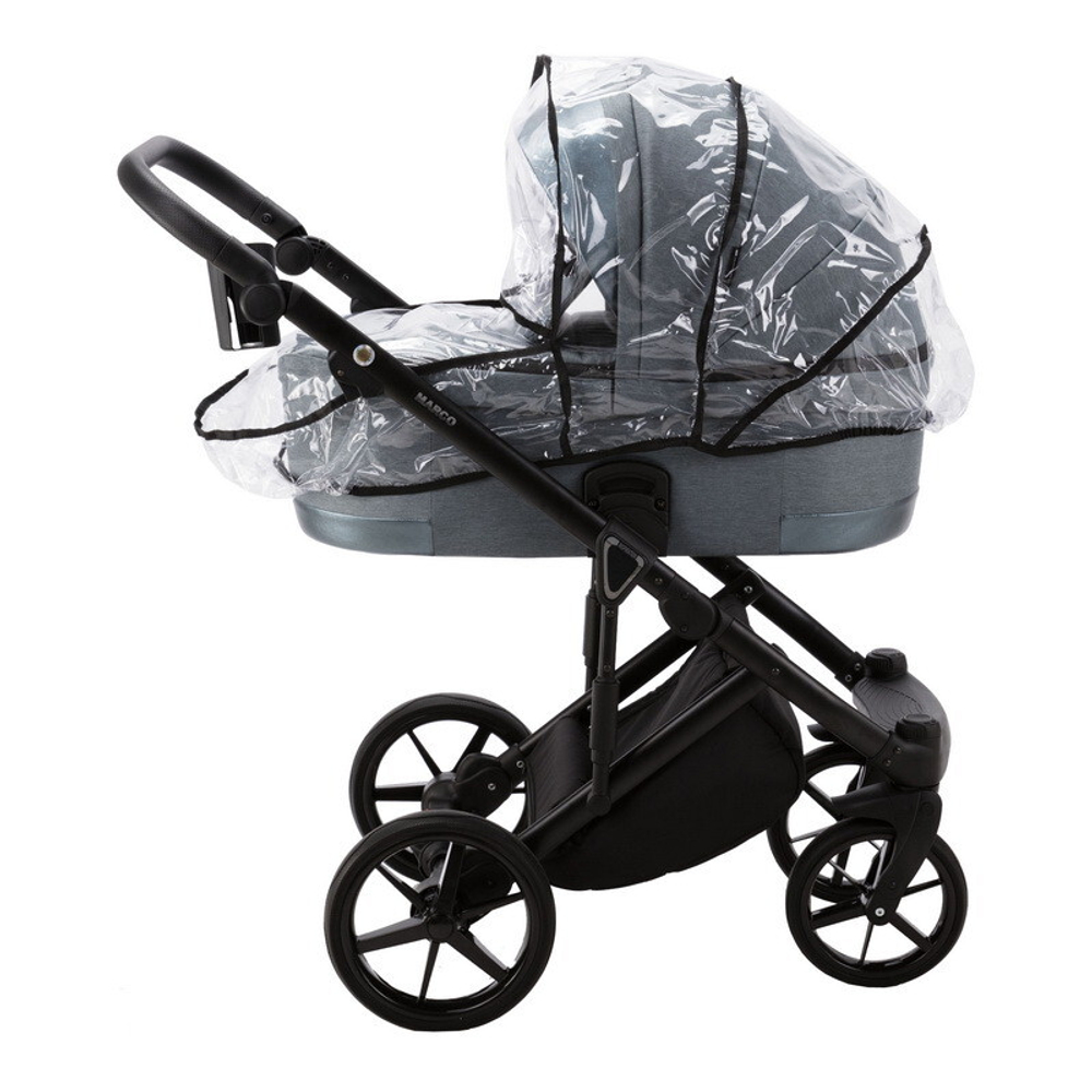 Детская коляска Adamex Marco 2 в 1 GA05 (СЕР-ЗЕЛ ТК.+ СЕР-ЗЕЛ ПЕРЛ КОЖ. ОТДЕЛКА)