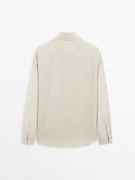 Massimo Dutti Рубашка в полоску классического кроя, бежевый