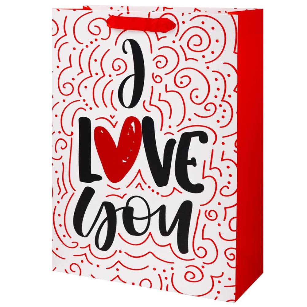Подарочный пакет «I LOVE YOU» в четрых дизайнах, 30х40х12 см.
