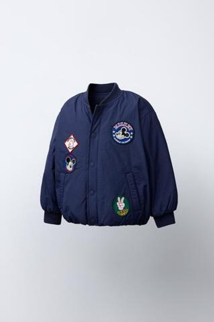 ZARA БОМБЕР С НАШИВКАМИ MICKEY MOUSE © DISNEY, СИНИЙ