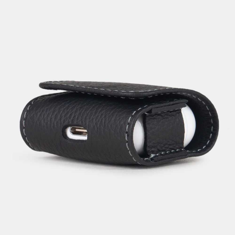 Чехол для наушников AirPods 3 из кожи теленка, цвета черный