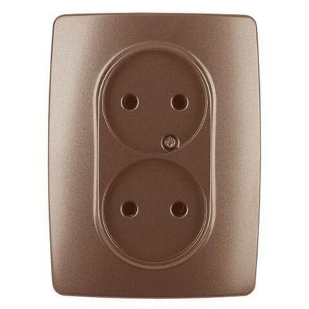 Розетка 2-м СП Эра12 12-2107-14 16А IP20 16AX 250В 2х2P медь Эра Б0031246