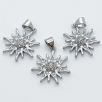 Подвеска Солнце, родиевое покрытие, фианиты, размер 19*17 мм, цена за 1 шт