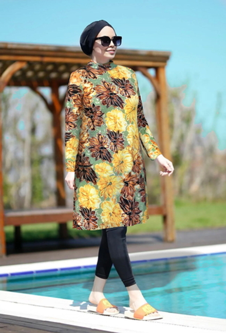 Купальный костюм 17260-17258 желто-коричневый