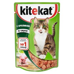 Корм влажный Kitekat для взрослых кошек с кроликом в соусе 85 гр/уп 28 уп/кор