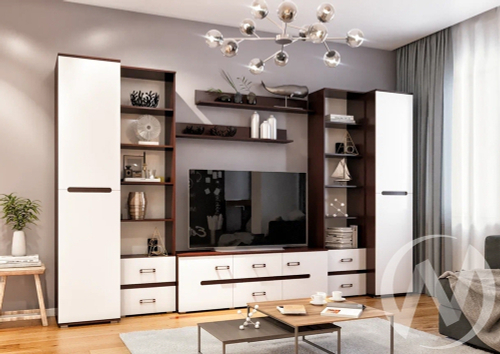 Гостиная Ким (венге/белый глянец холодный) Вариант №2