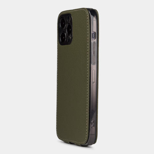 Чехол для iPhone 15 Pro из кожи теленка, зеленого цвета