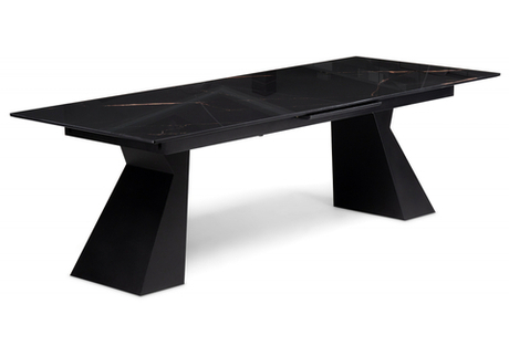 Стол стеклянный Woodville Денхольм 240(290)х100х75 обсидиан, черный