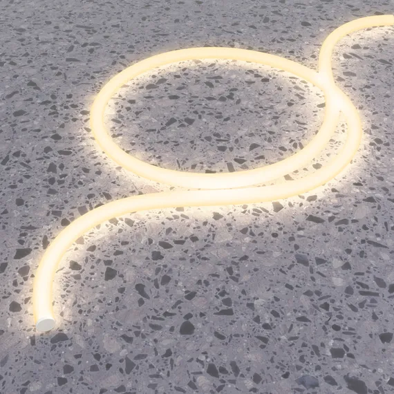 Гибкий неон круглый 360° с фиксацией изгибов D25 24В 20Вт/м 3000К IP65 5м Led Strip 20306