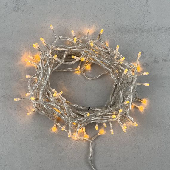 Светодиодная нить 100 желтых LED ламп, 10 м., 220-230В., прозрачный провод ПВХ, LTC (PST100-10-2Y)