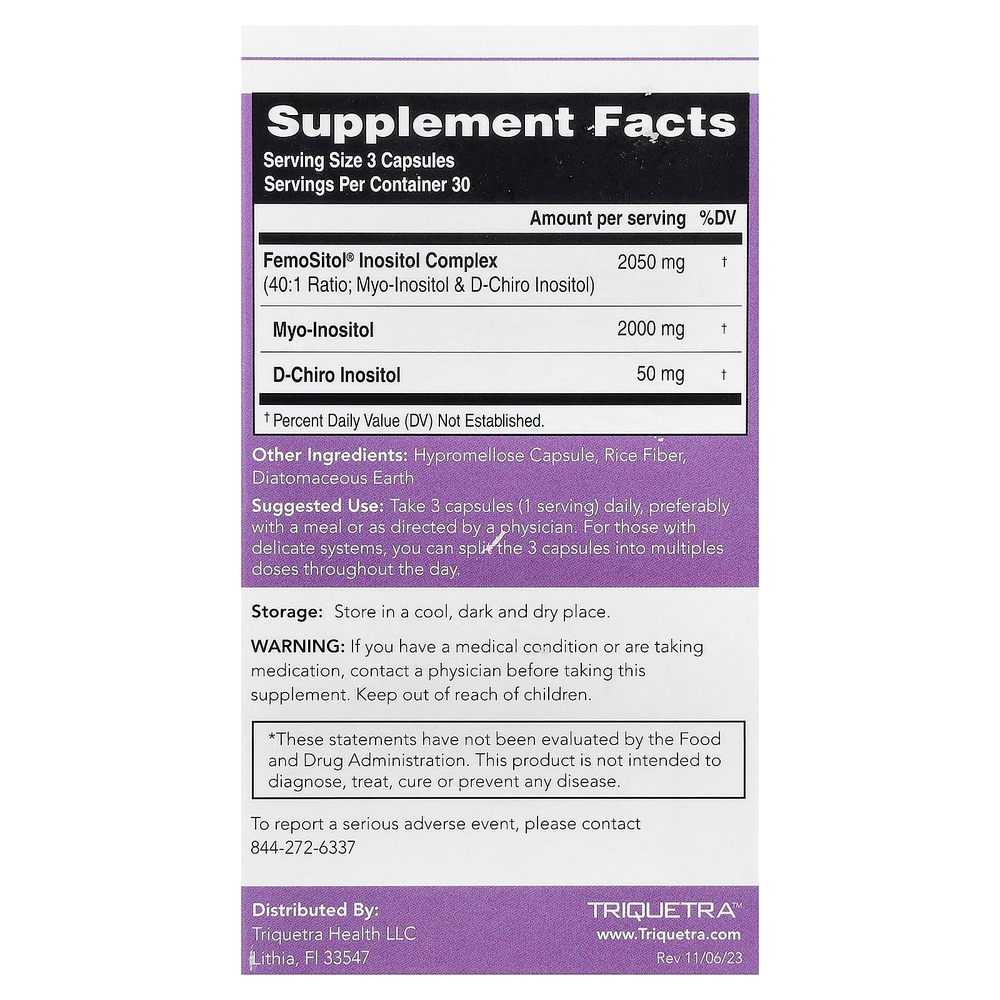 Triquetra Health, Femositol®, комплекс инозитола, 90 капсул