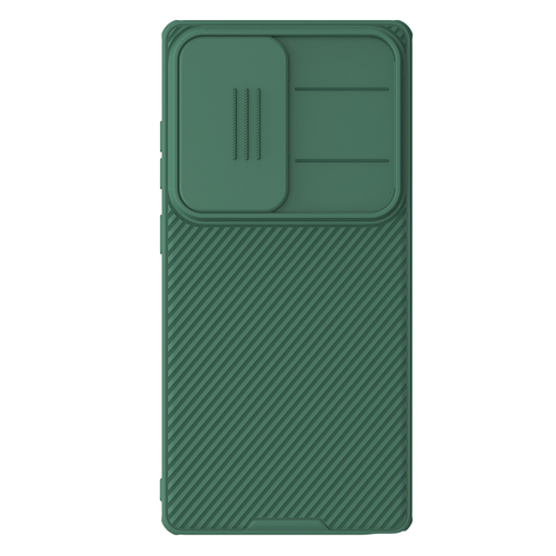 Чехол зеленого цвета (Dark Green) с защитной шторкой для камеры от Nillkin на Samsung Galaxy S25 Ultra, серия CamShield Pro Case