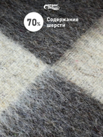 Одеяло п/ш Стандарт 400гр (70% шерсти) серо-коричневая клетка