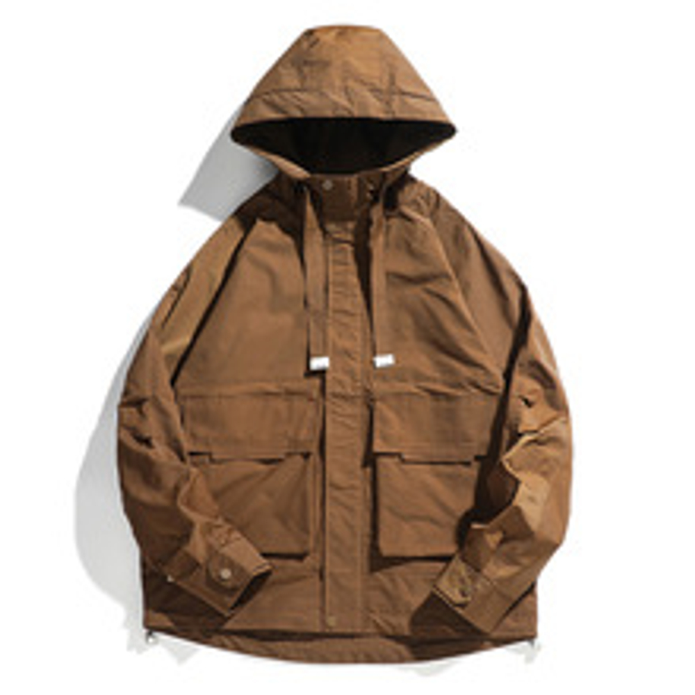 Классическая Ретро Рабочая одежда куртка с капюшоном и накладными карманами весенне-осенняя куртка.