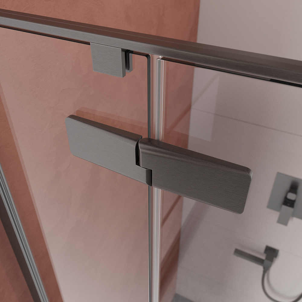 Душевой уголок Cezares LINER-A-1-90-C-GM-L, 90х90х195, левосторонний, профиль оружейная сталь, стекло прозрачное