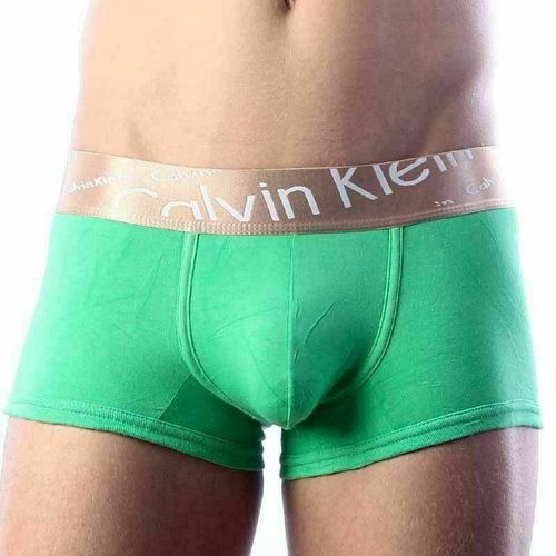 Мужские трусы боксеры зеленые с косой резинкой Calvin Klein Bronze Boxer Italics Green