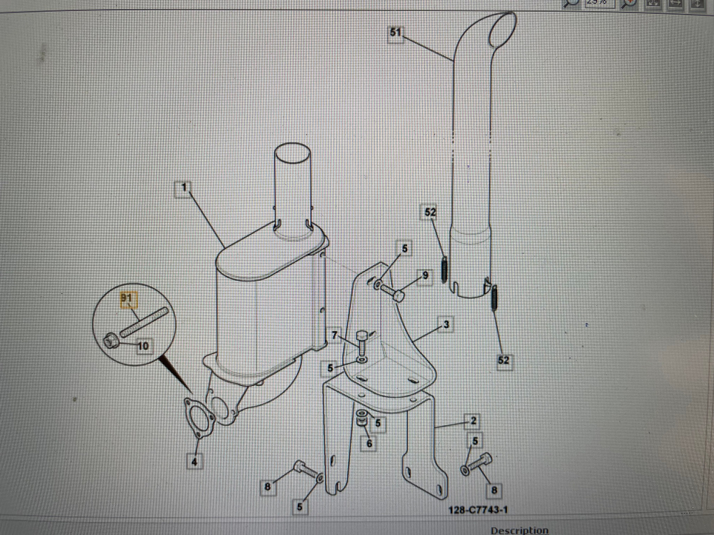 Шпилька крепления турбины к глушителю (M10х37 мм) | 826/11384 | JCB