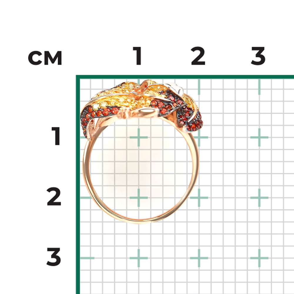 Кольцо «Ирис» из красного золота с фианитами