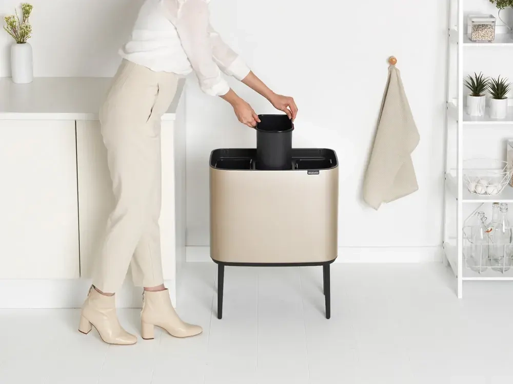 Brabantia Контейнер для мусора Bo Touch 3x11l для переработки металлического золота