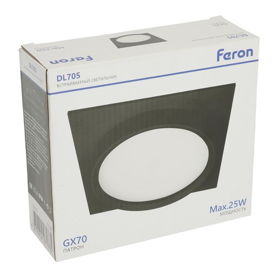Светильник встраиваемый Feron DL705 потолочный GX70 черный квадрат IP44 51108