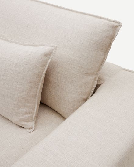 Anarela бежевый льняной диван 2-местный со съемным чехлом и подушками 240 см