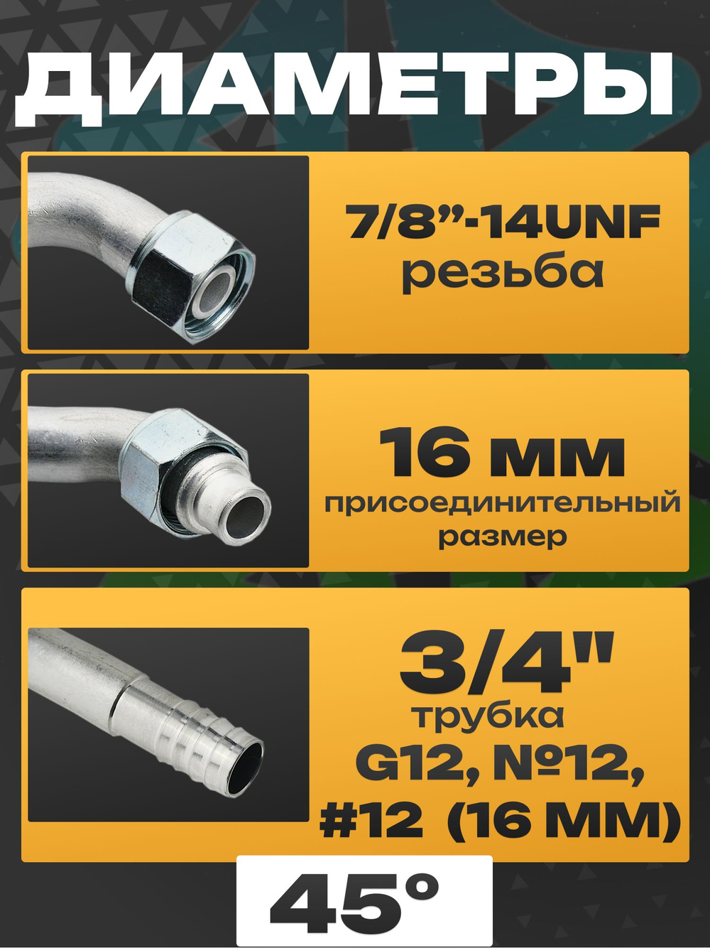 Фитинг 13-1705 под обжимку резьба O-RING 7/8-14UNF трубка 3/4" G12, №12, #12 16 мм