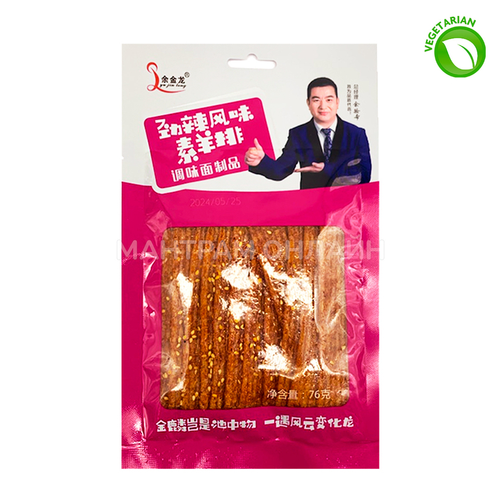 Снек острый пряный Yu jin long Latiao латяо полоски с кунжутом (розовый) 76 г