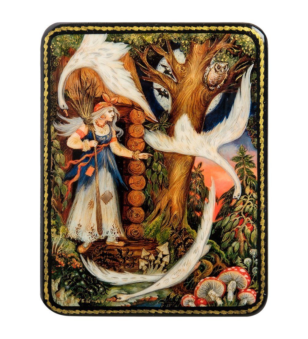 Народные промыслы ШК-19/ 4-E Шкатулка в технике декупаж «Гуси-лебеди» (10х8х3,5)